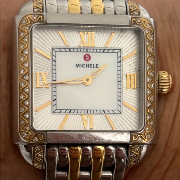 Two-Tone Michele Rectangular Watch - Picture 2 of 3